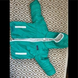 Patagonia reversible teal white parka fleece jacket 3T